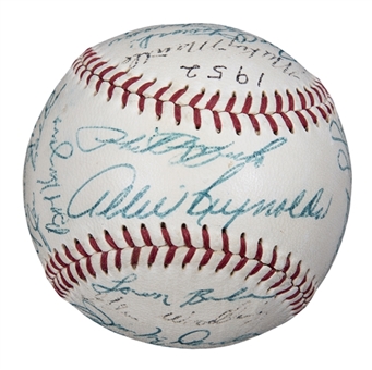 1952 New York Yankees Team Signed OAL Harridge Baseball With 25 Signatures (JSA)